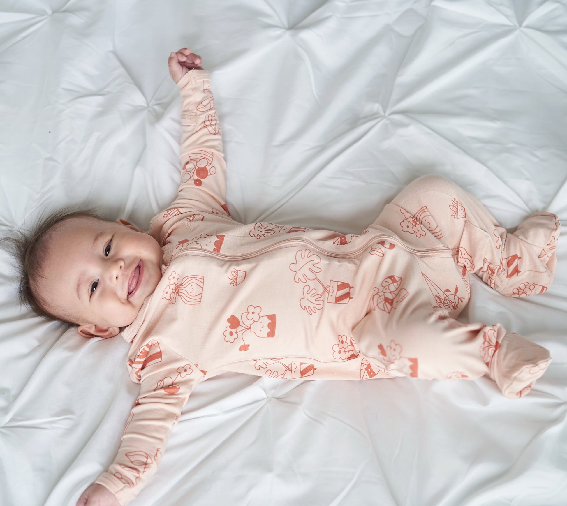 bamboo footies with two way zipper plantastic print