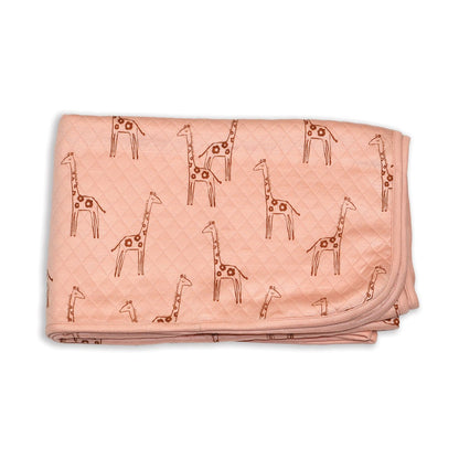 Large Bamboo Quilted Blanket (Daisy Giraffe Print)