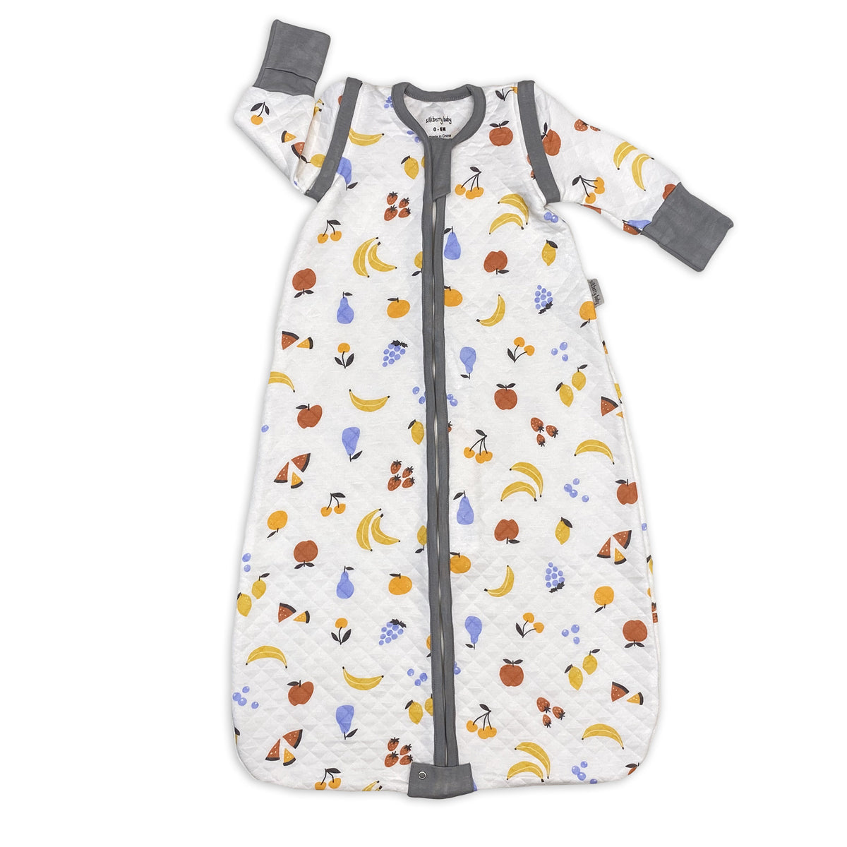 bamboo sleep sack with detachable sleeves fruit salad print