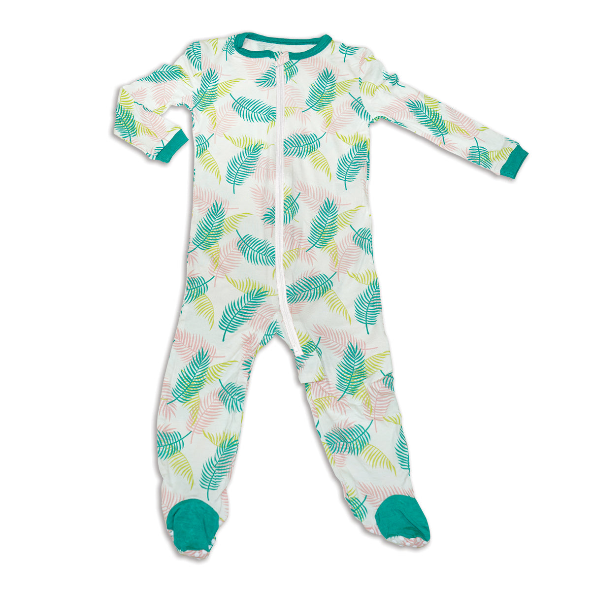 Bamboo Zip up Footed Sleeper (Tropical Palm Print)