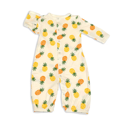 bamboo gown convert into romper with legs pineapple love print