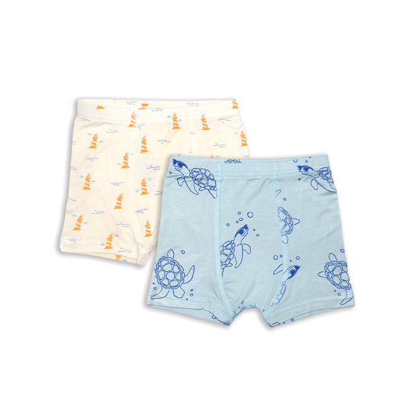 Bamboo Boys Underwear Shorts 2 pack (Sea Turtle Print
