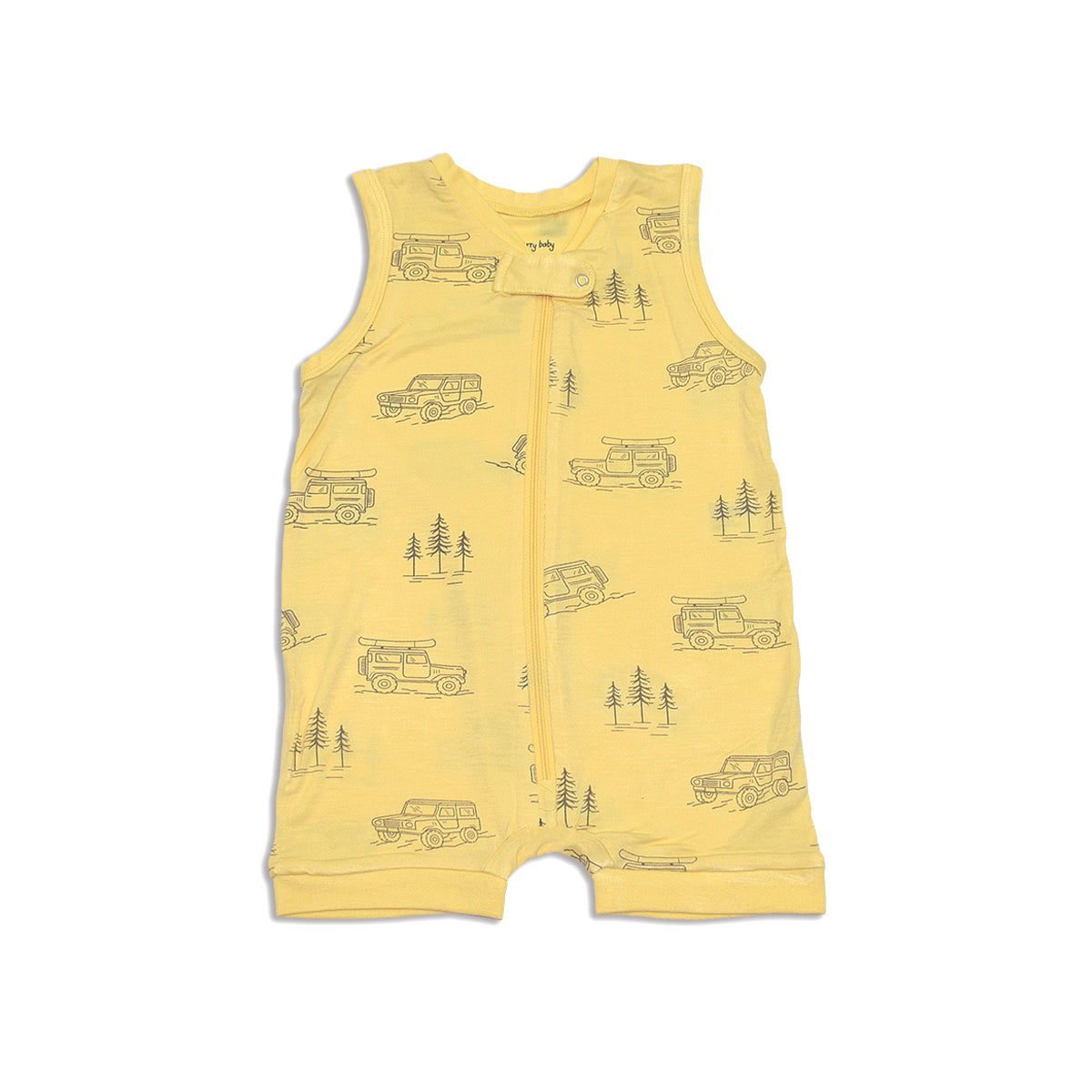 bamboo sleeveless romper off road print