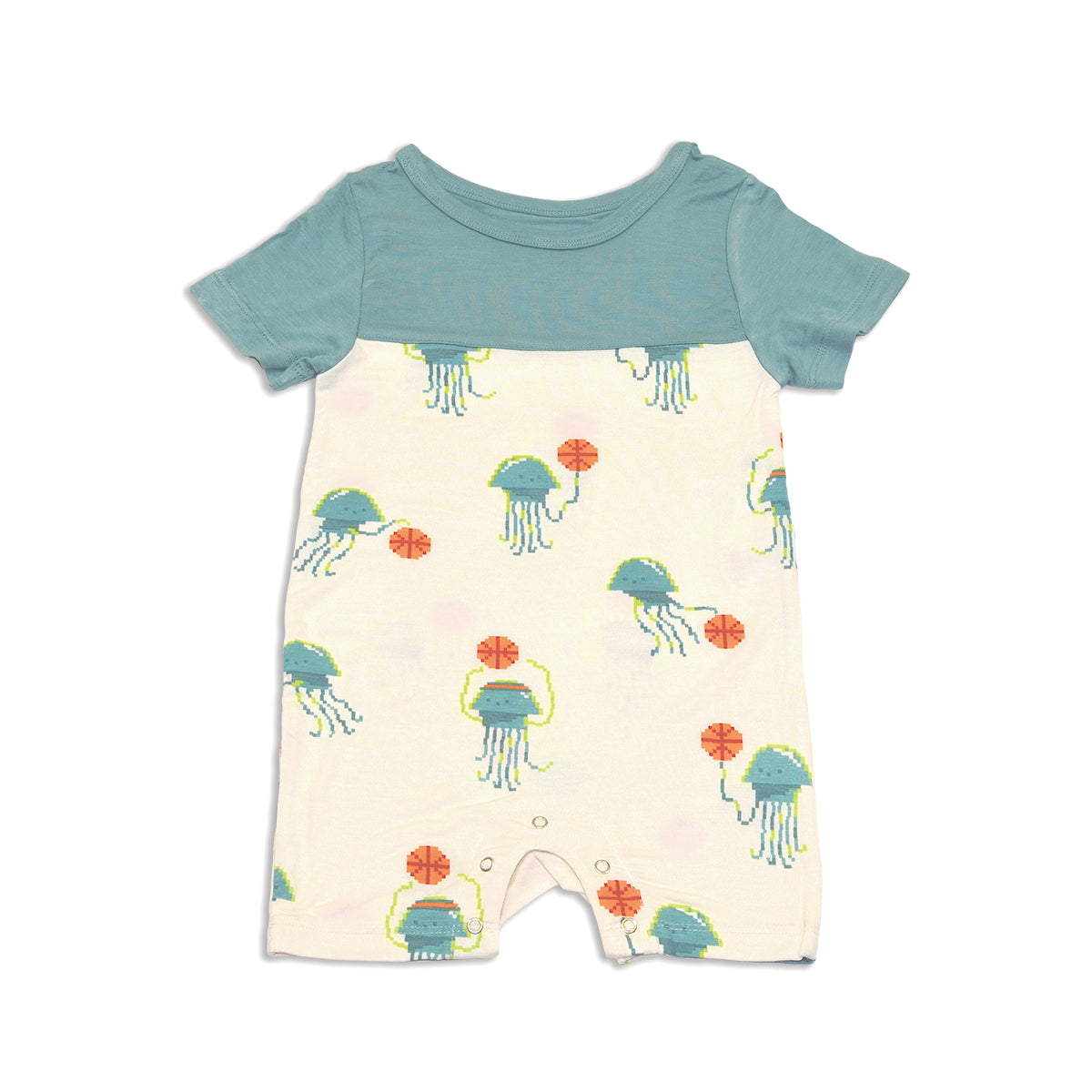 bamboo short sleeve romper pixel jelly print
