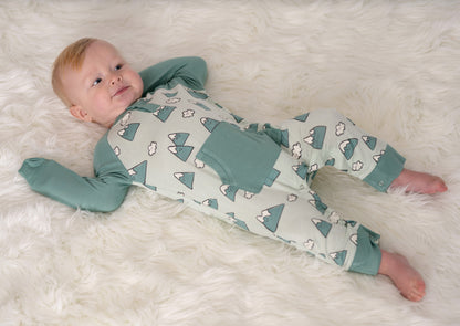 bamboo long sleeve romper snowy rockies print lifestyle2
