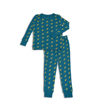 bamboo long sleeve pajama set dotty leaf print