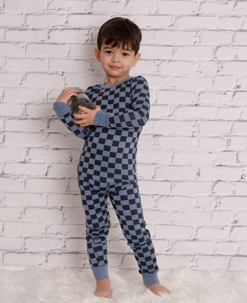 bamboo long sleeve pajama set check it out print