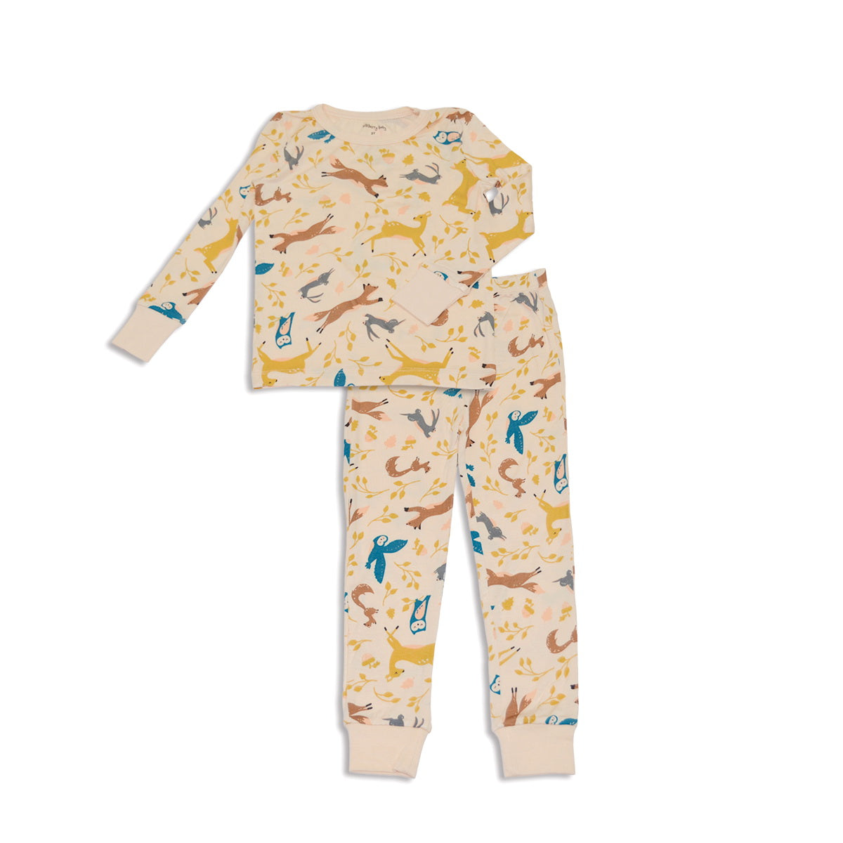 bamboo long sleeve pajama set woodland frolic print