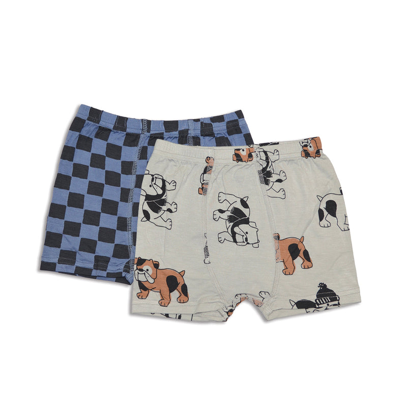 bamboo underwear shorts check it out & cozy bulldog print