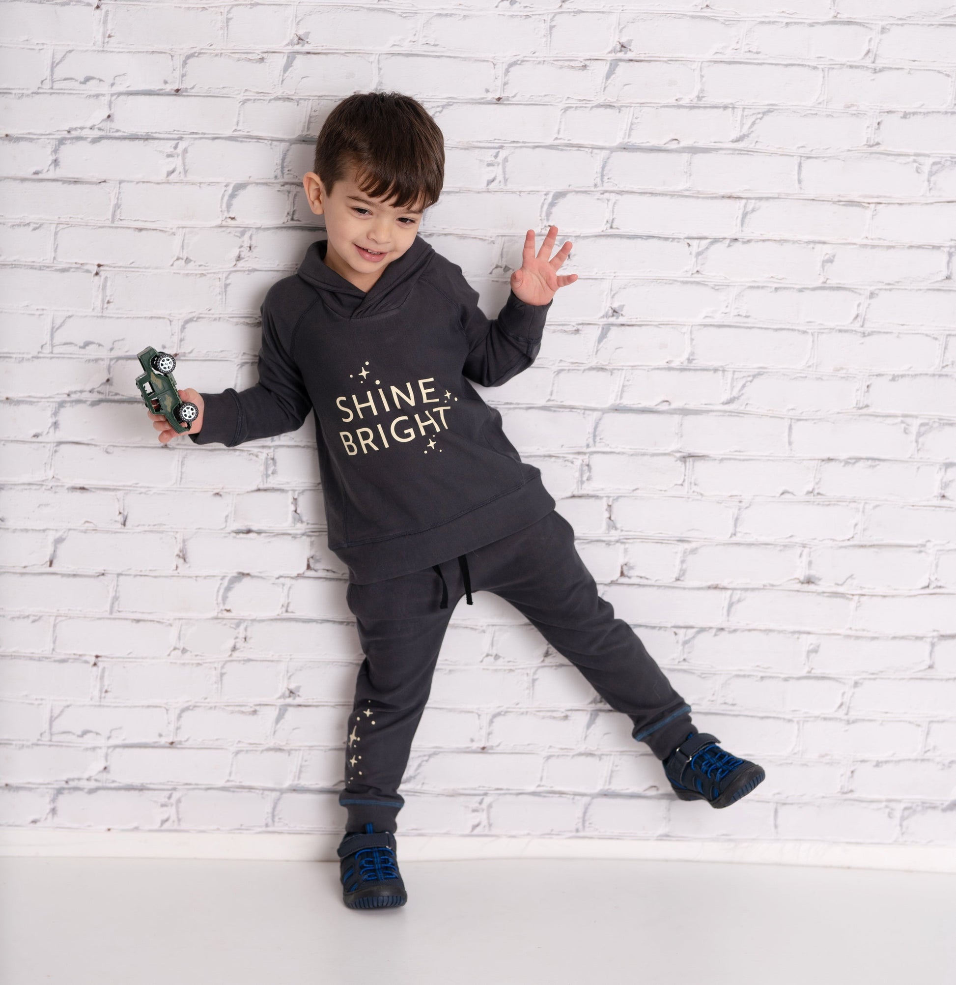 bamboo fleece shawl collar sweatshirt asphalt baby kids