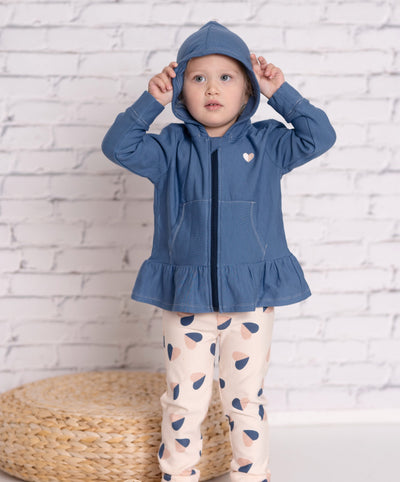 bamboo fleece zip hoodie with ruffle galactic blue color baby kids1