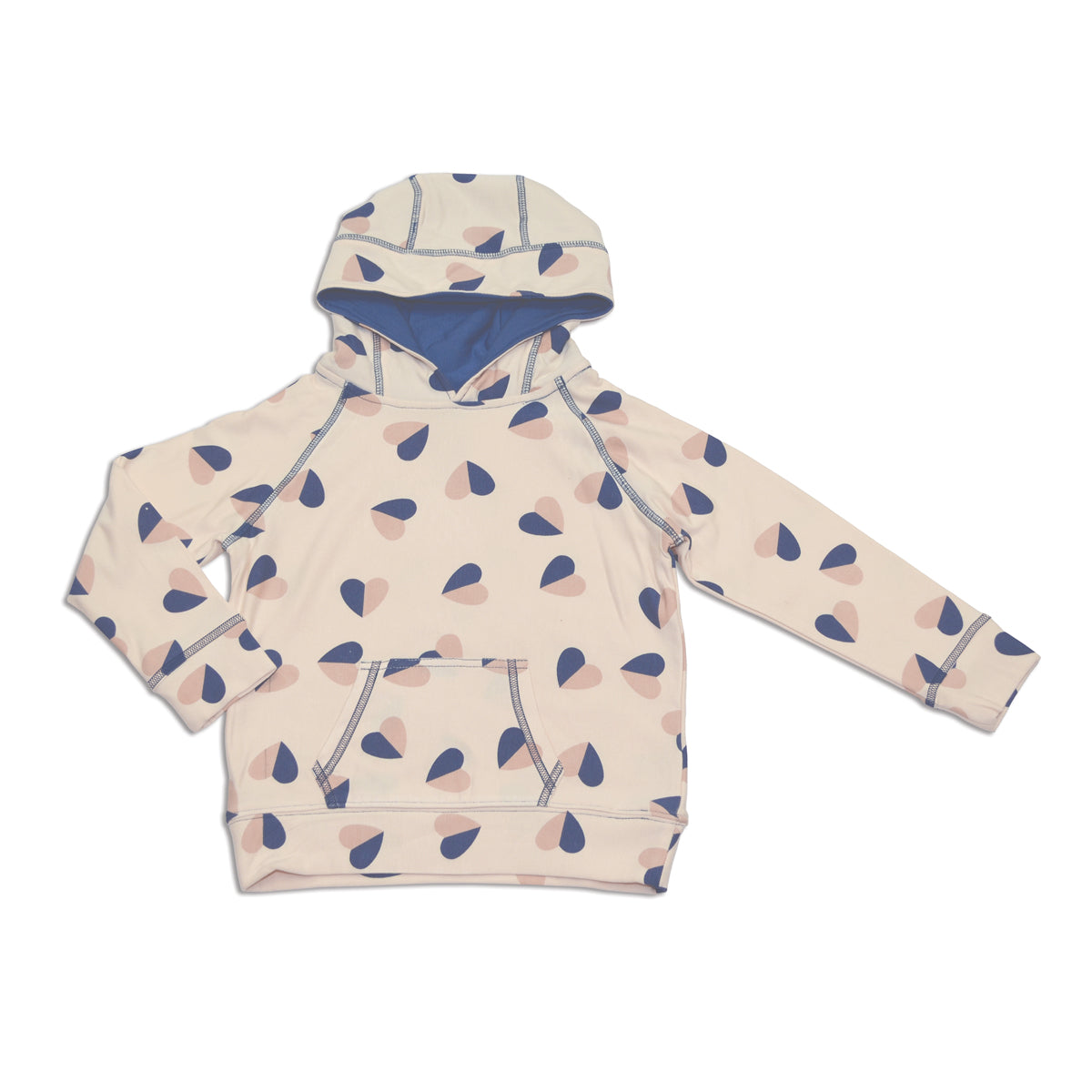 bamboo pullover hoodie heart flutter print