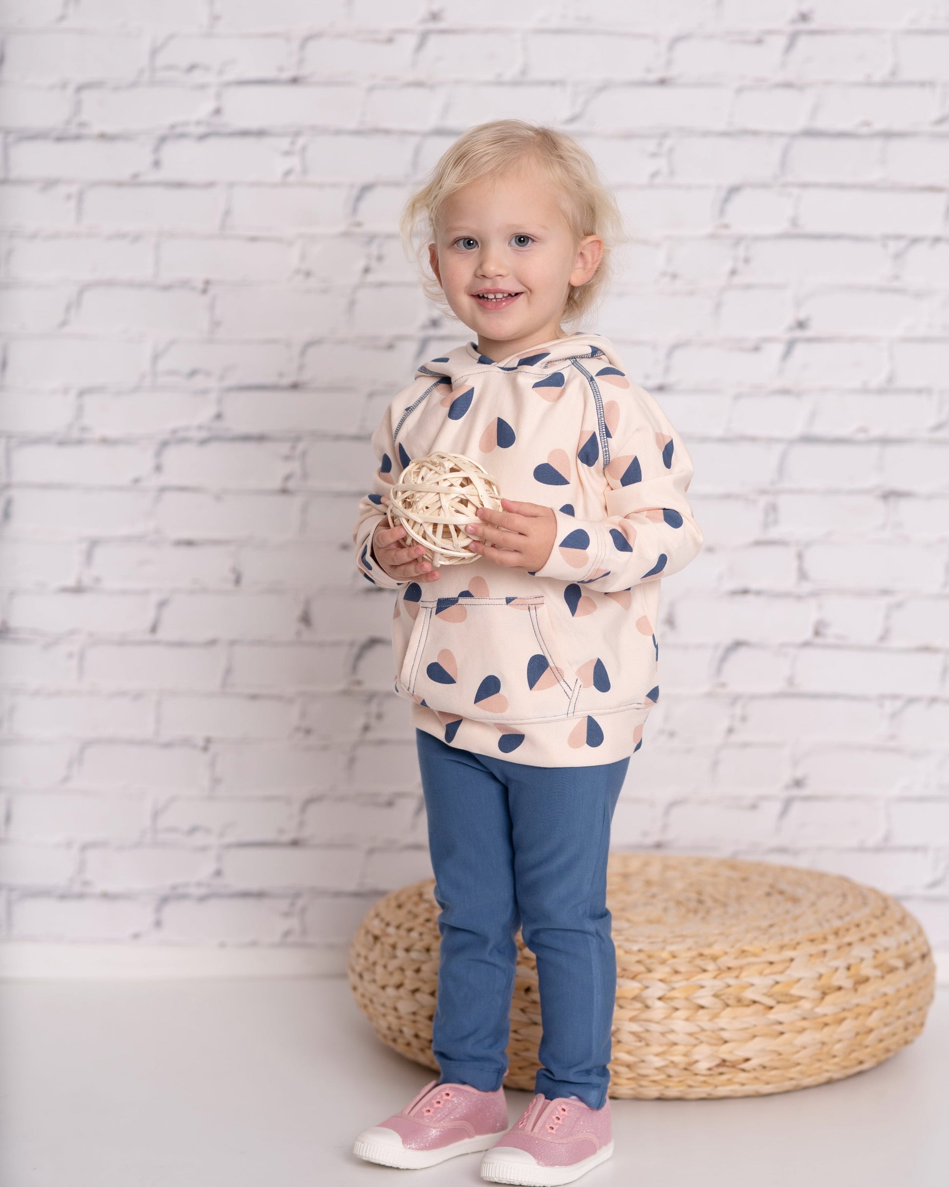 bamboo pullover hoodie heart flutter print baby kids