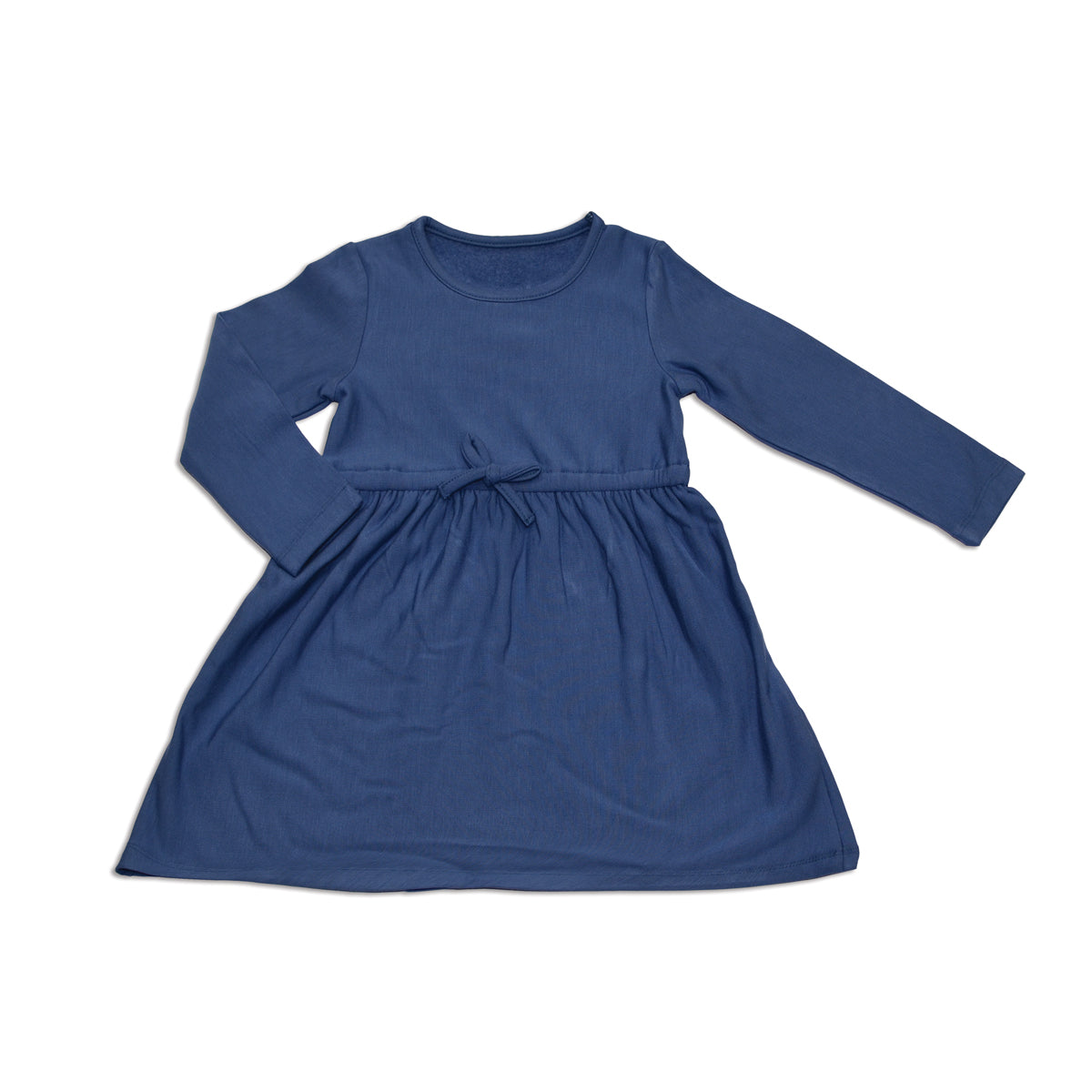bamboo fleece long sleeve dress galactic blue