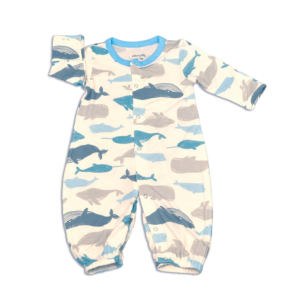bamboo converter gown with legs whale print