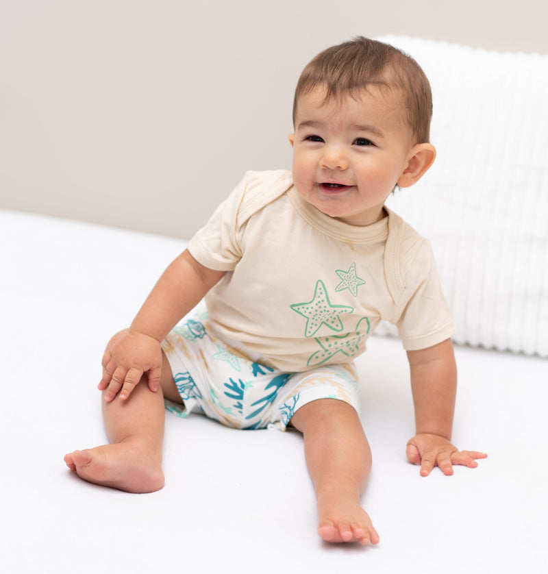 bamboo onesie & short set reef print