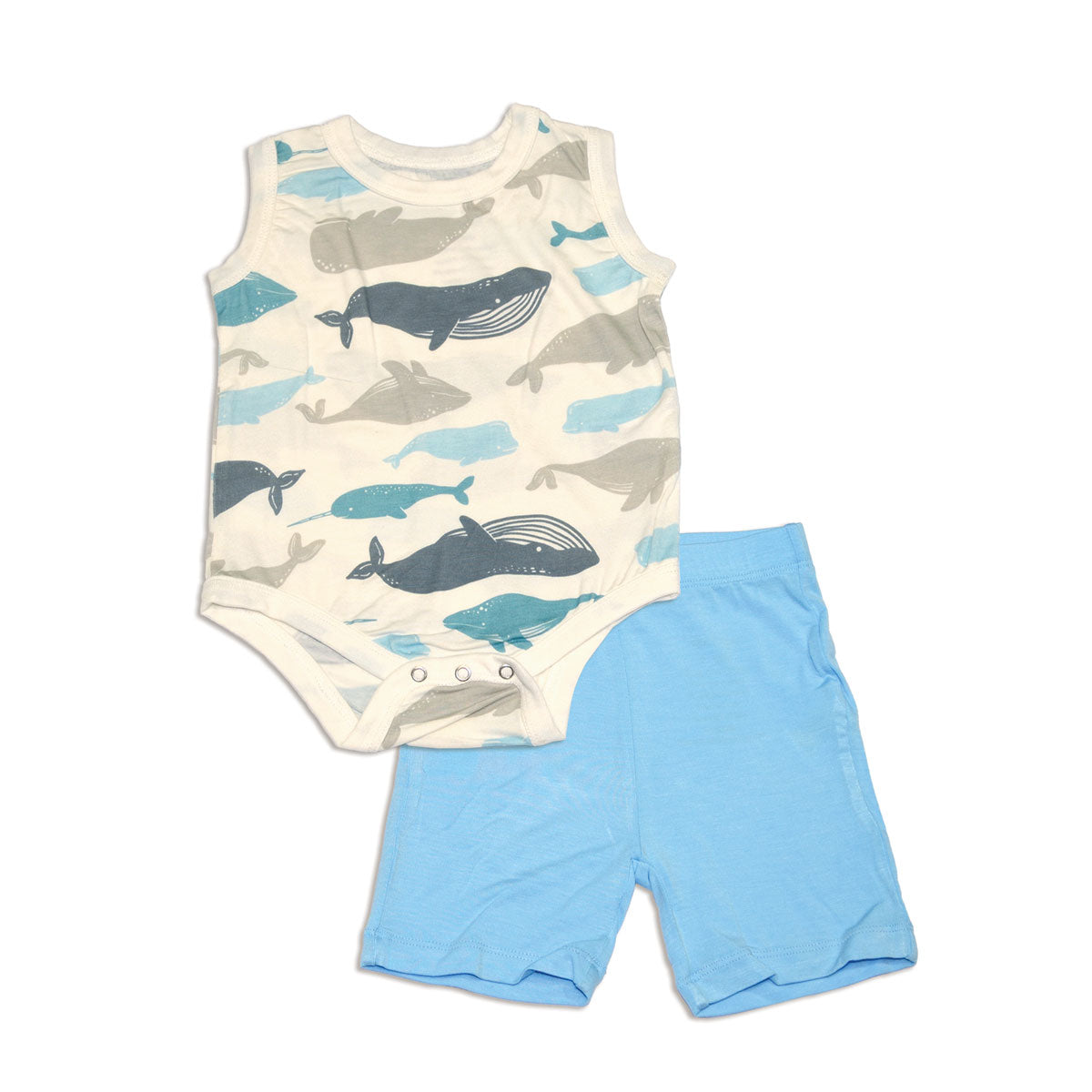 bamboo tank bodysuit&short set whale