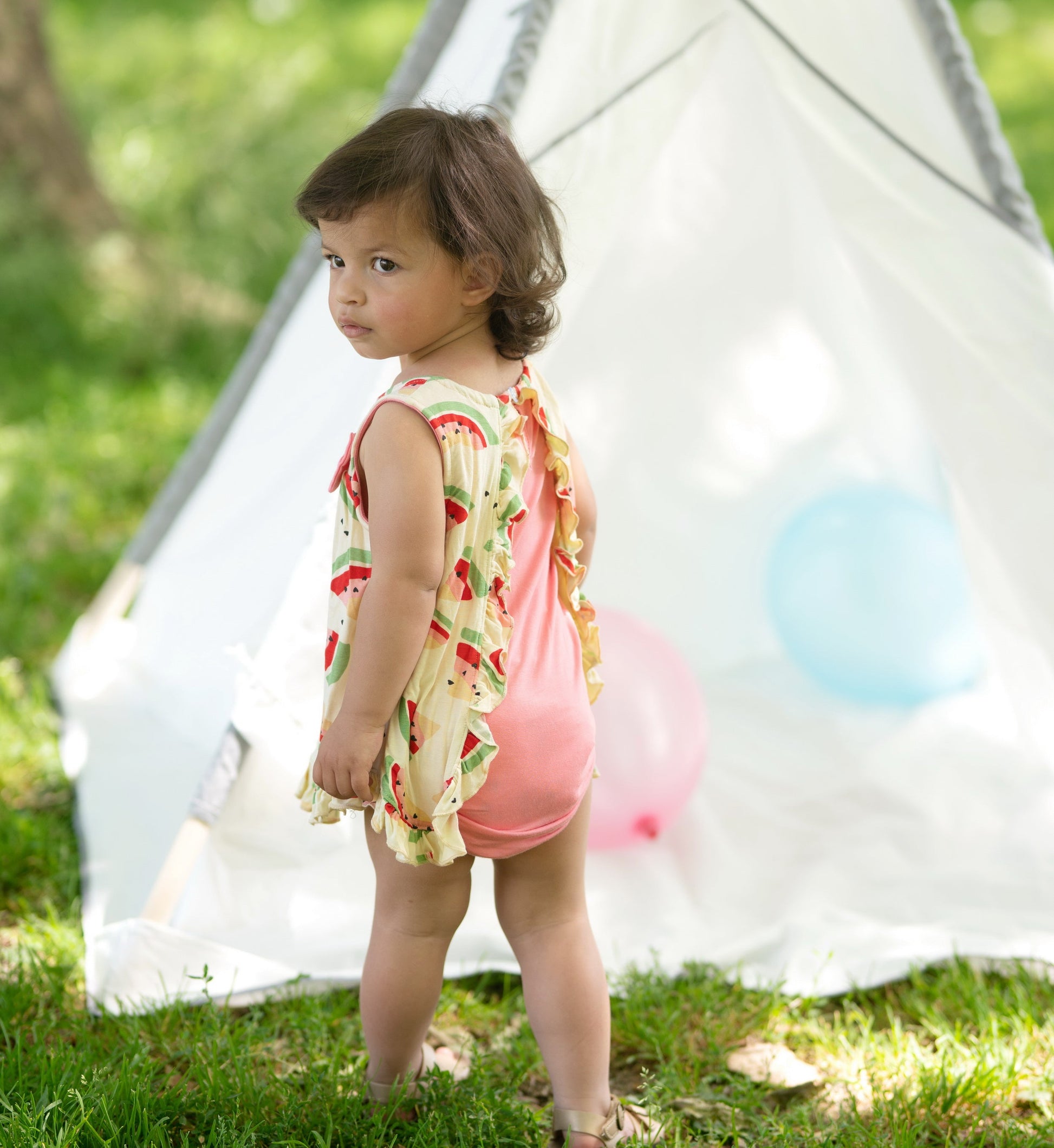 bamboo skirt bodysuit watermelon rainbow print