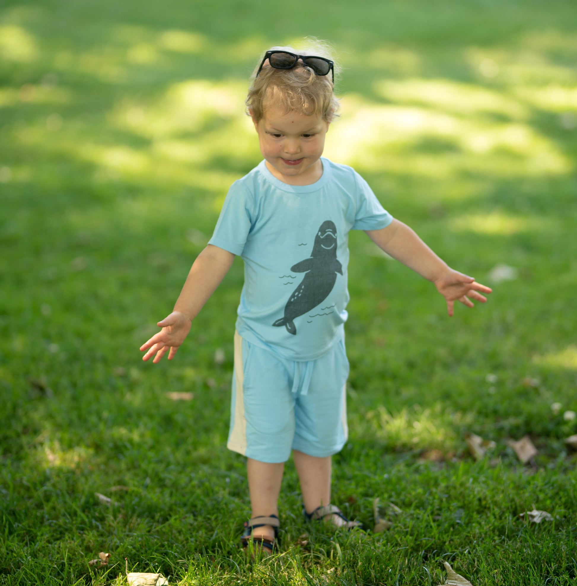 bamboo short sleeve graphic tee bluebonnet