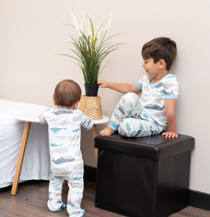 bamboo zip up footies whale print