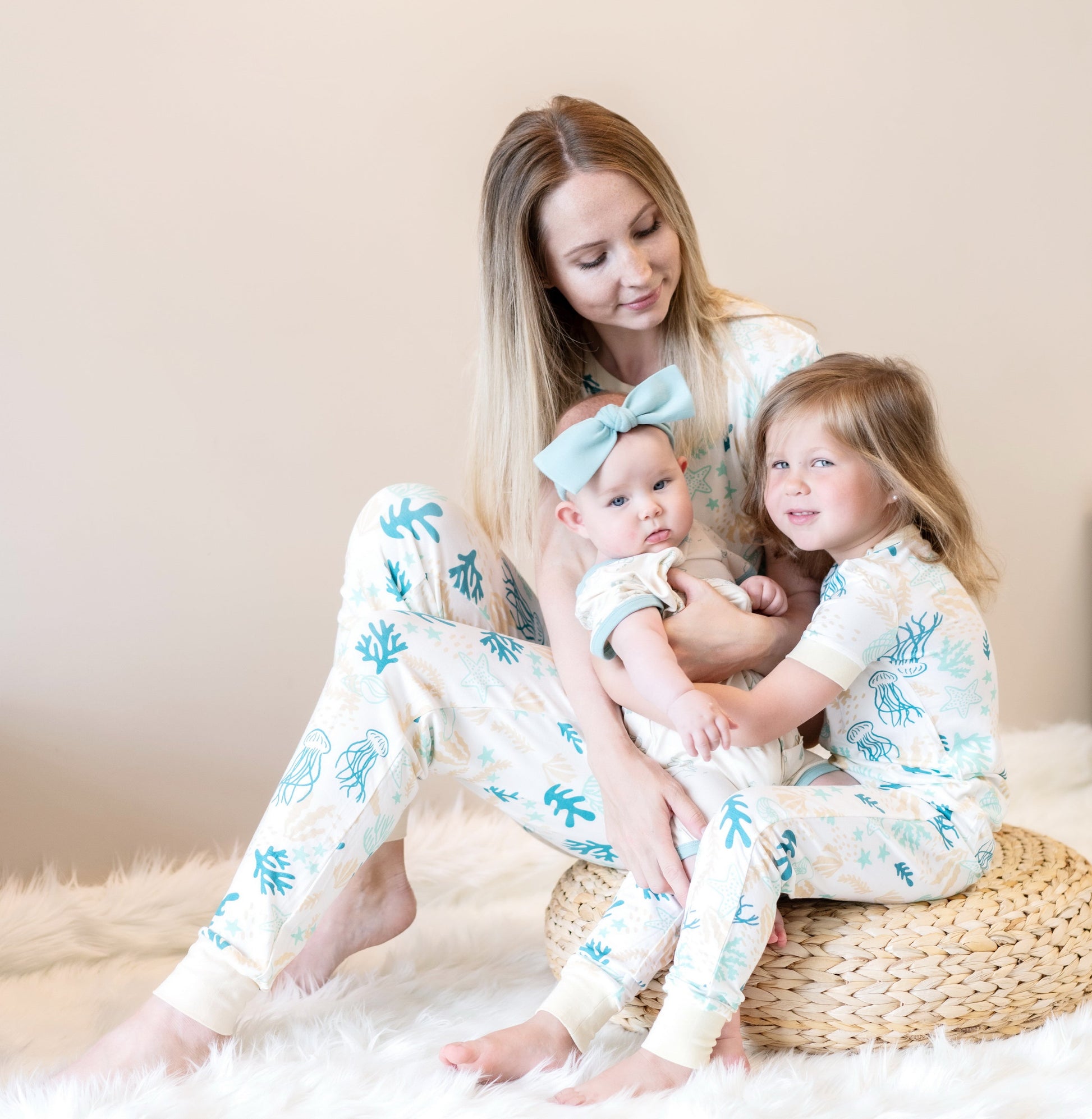 bamboo short sleeve pajama set reef print