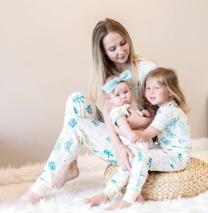 bamboo short sleeve pajama set reef print