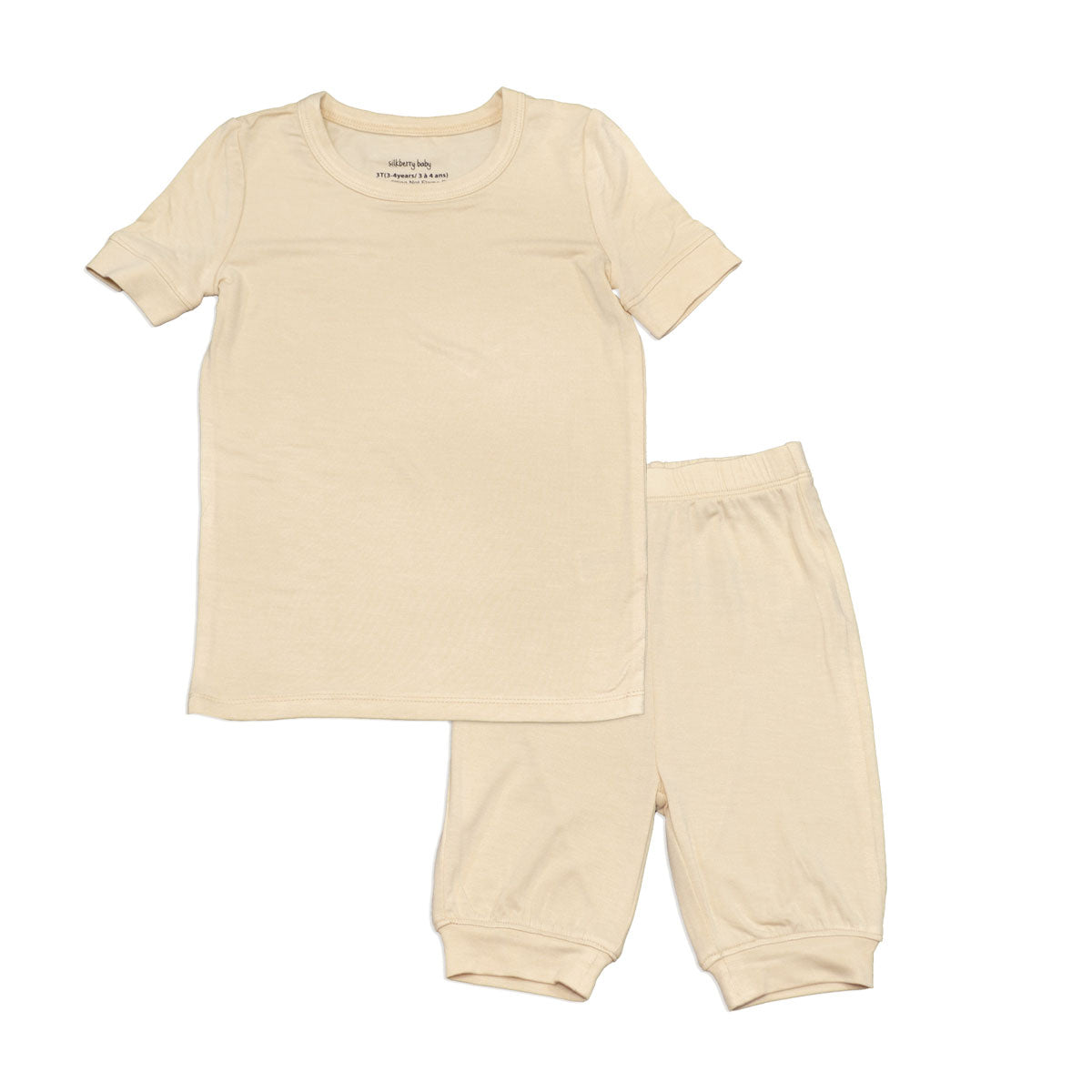 Bamboo Short Sleeve Top & Shorts Pajama Set (Soft Sand) - https