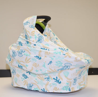 bamboo baby cover & nursing poncho reef print