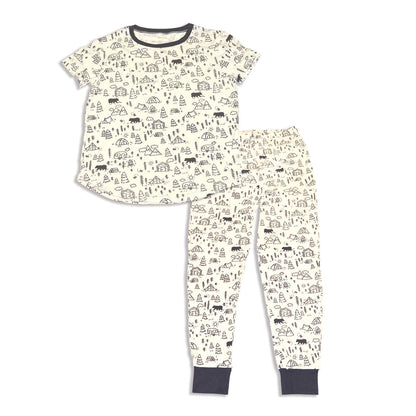 women bamboo short sleeve pj doodle camp print