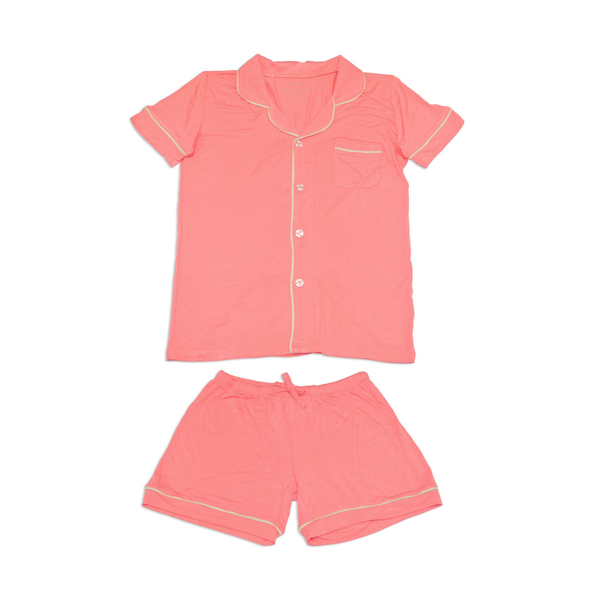 women short sleeve collared PJ Set pink lemonade