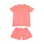 women short sleeve collared PJ Set pink lemonade