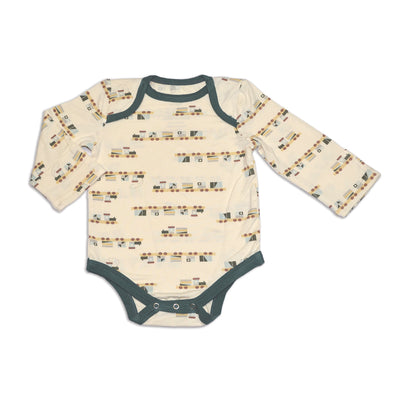 bamboo onesie all aboard print