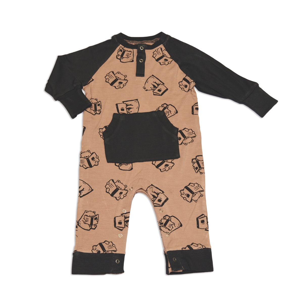 bamboo romper story book bear print