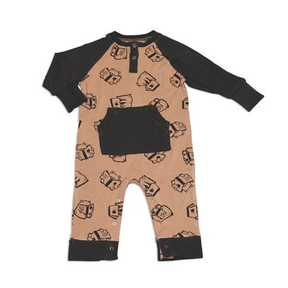bamboo romper story book bear print