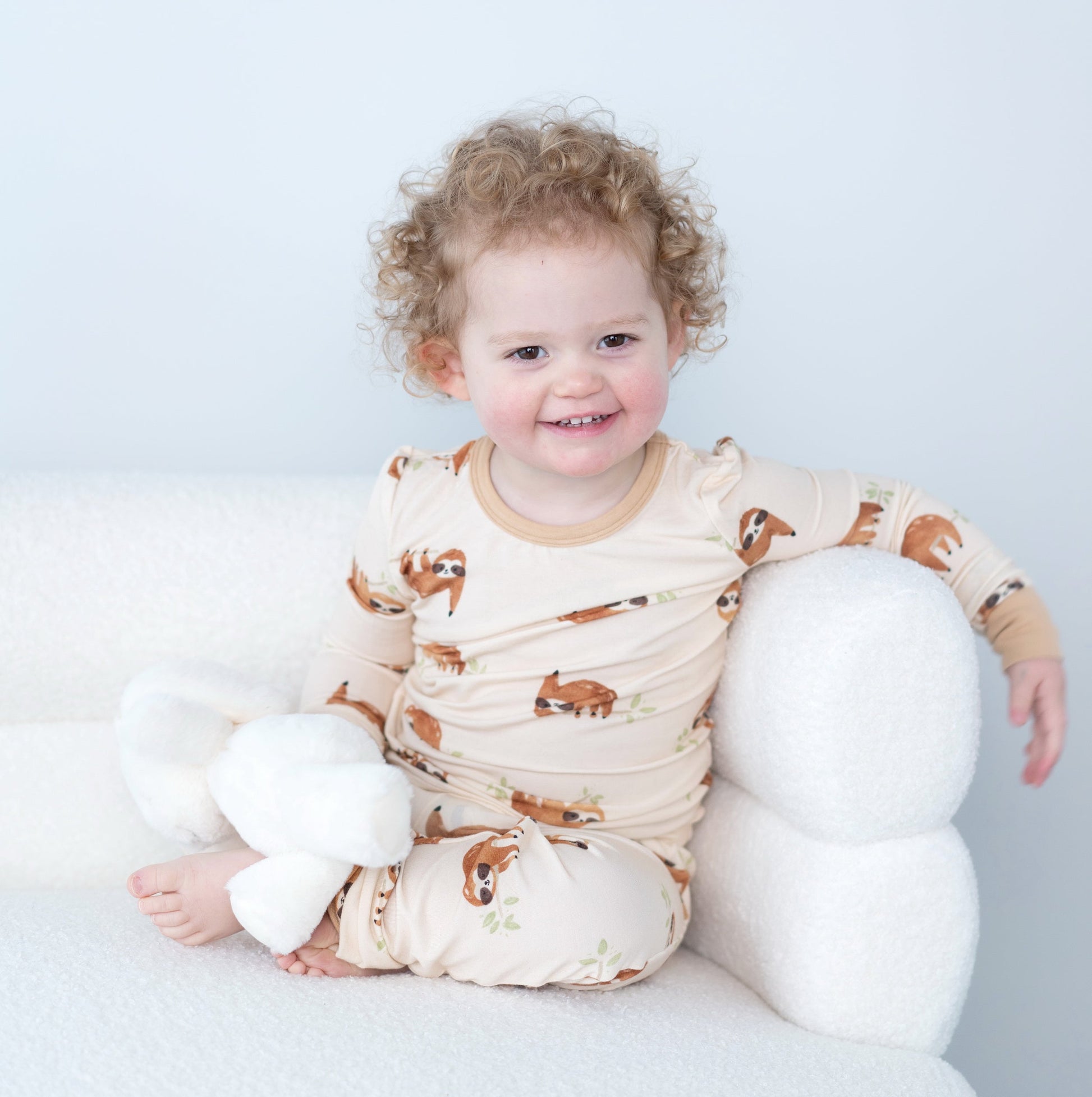 Kids long sleeve PJ set sleepy sloth print