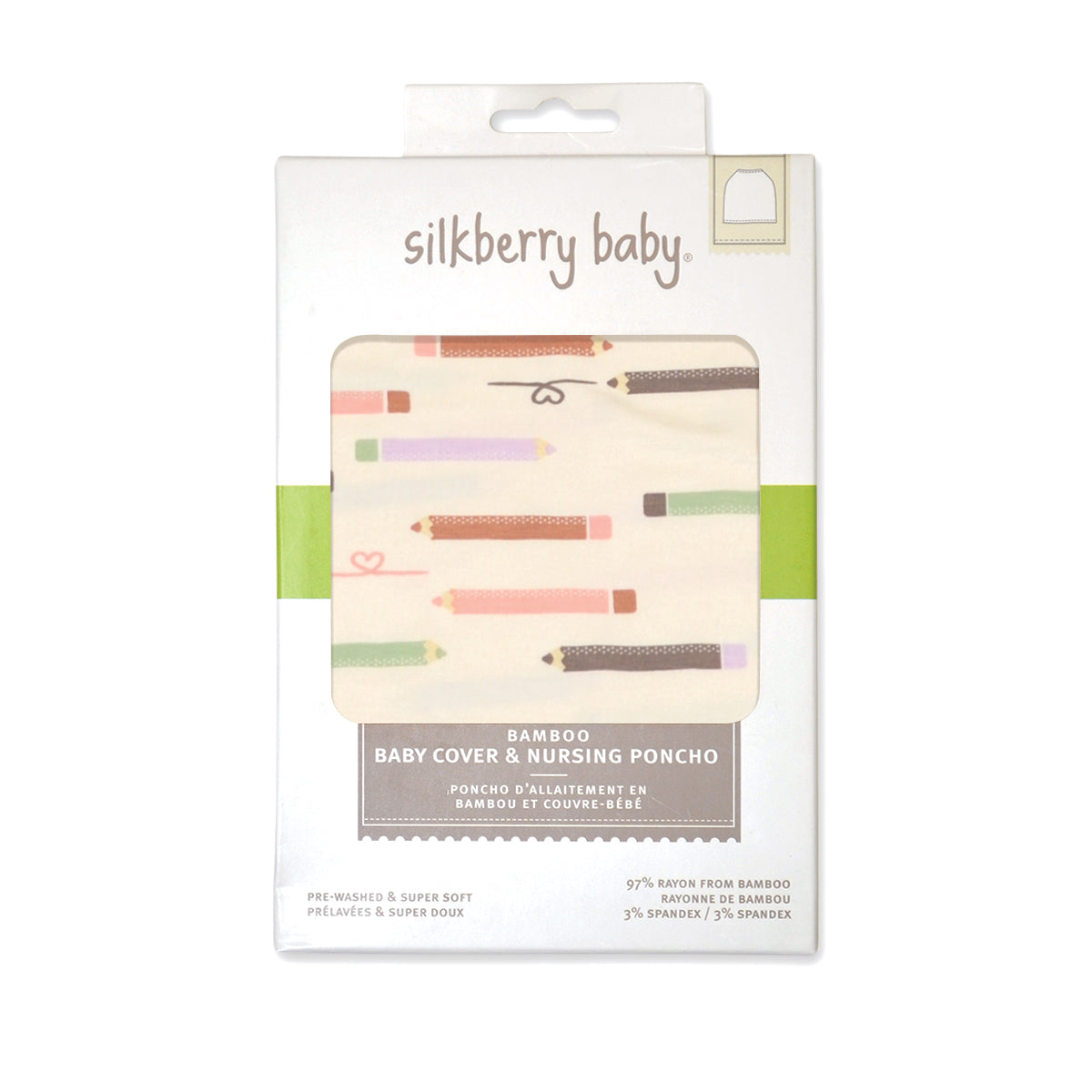 bamboo baby cover & nursing poncho pretty pencils print