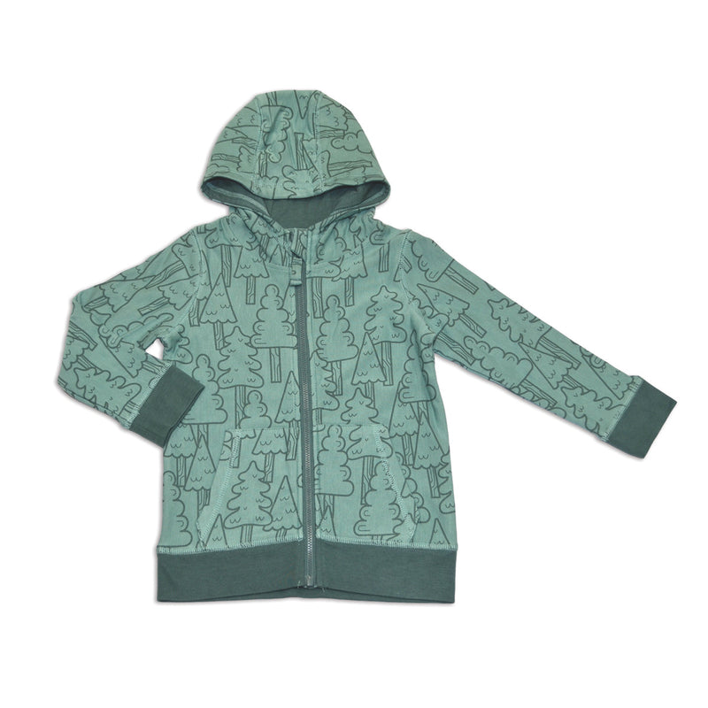bamboo fleece zip hoodie forest print