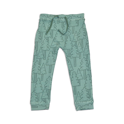 bamboo fleece harem pants forest print