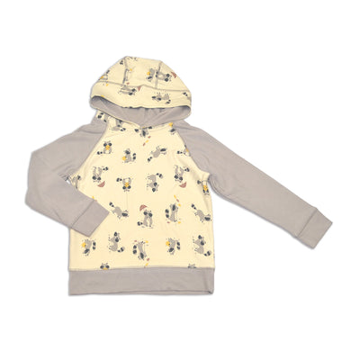 bamboo fleece pullover hoodie autumn raccoon print