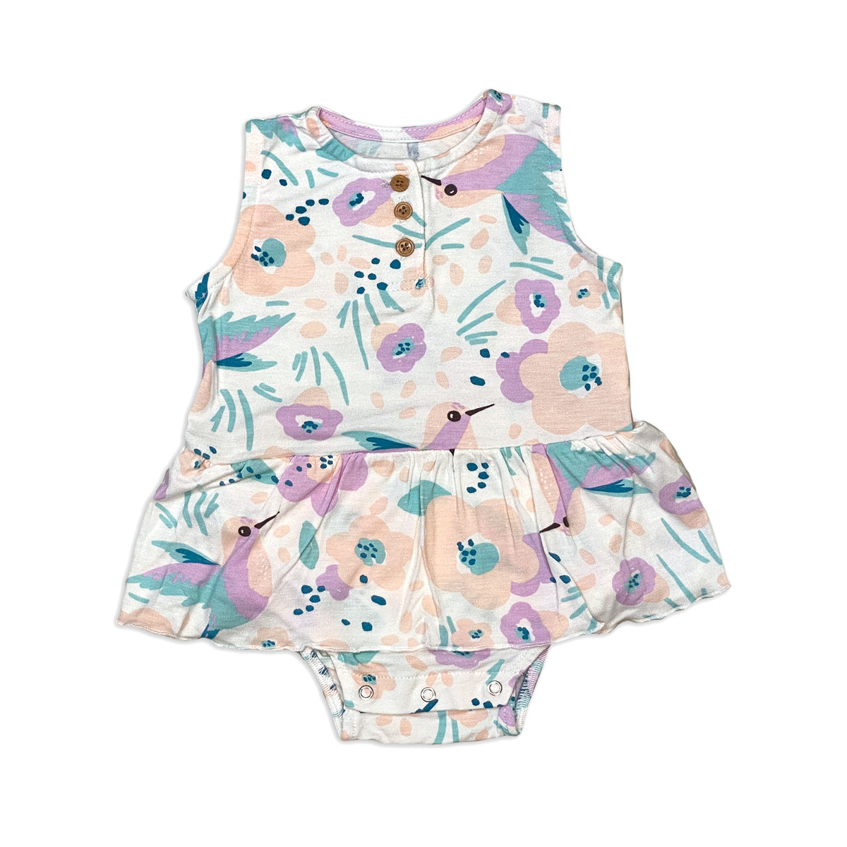 bamboo skirt bodysuit hummingbird garden print