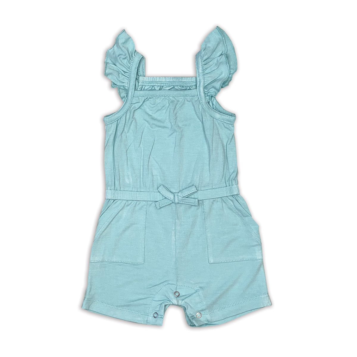 bamboo sleeveless ruffle romper cotton candy