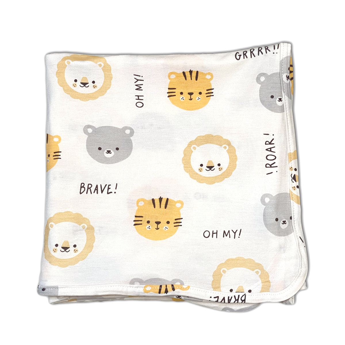 bamboo swaddle blanket lion tiger bears print