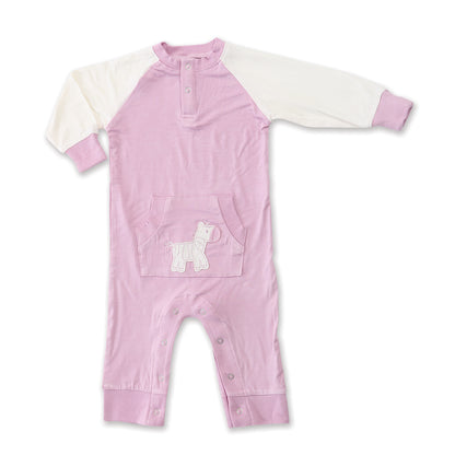 Bamboo Long Sleeve Romper (Orchid/Zebra)